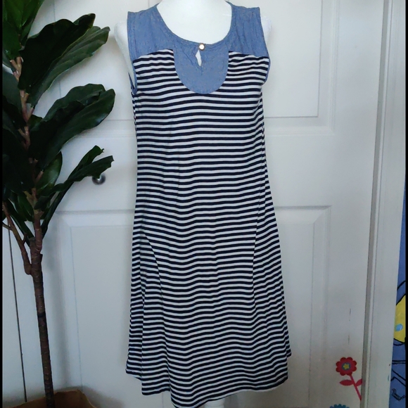Elie McCarthy, sleeveless stripe chambray dress - Picture 1 of 5